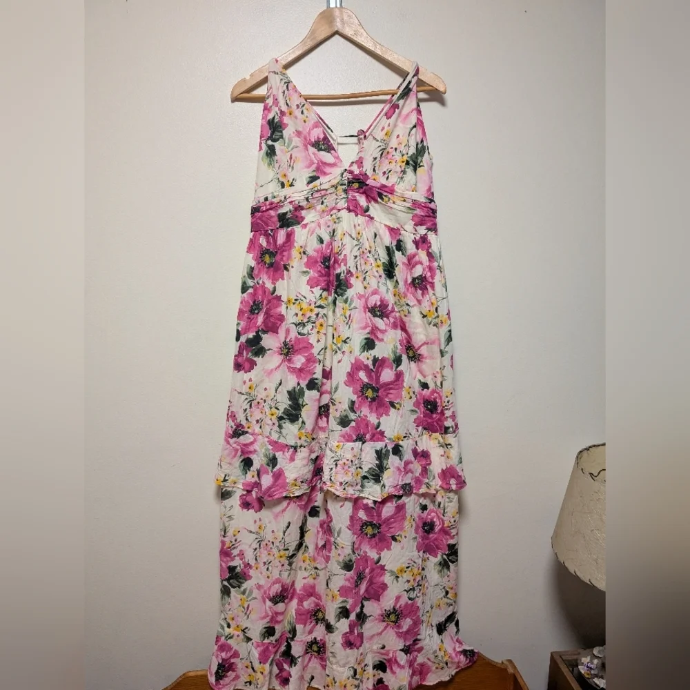Abercrombie & Fitch Floral Maxi Dress Pink White Yellow Women’s XXLT